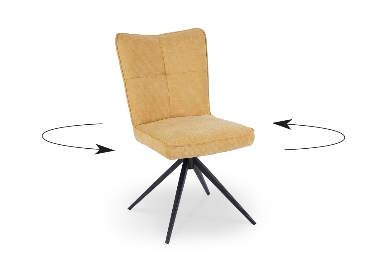 Lot de 2 chaises pivotantes en tissu jaune FELICIE - DécoInParis