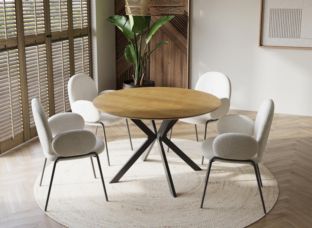 Lot de 2 fauteuils design avec accoudoirs en tissu bouclette blanc BENTA - DécoInParis