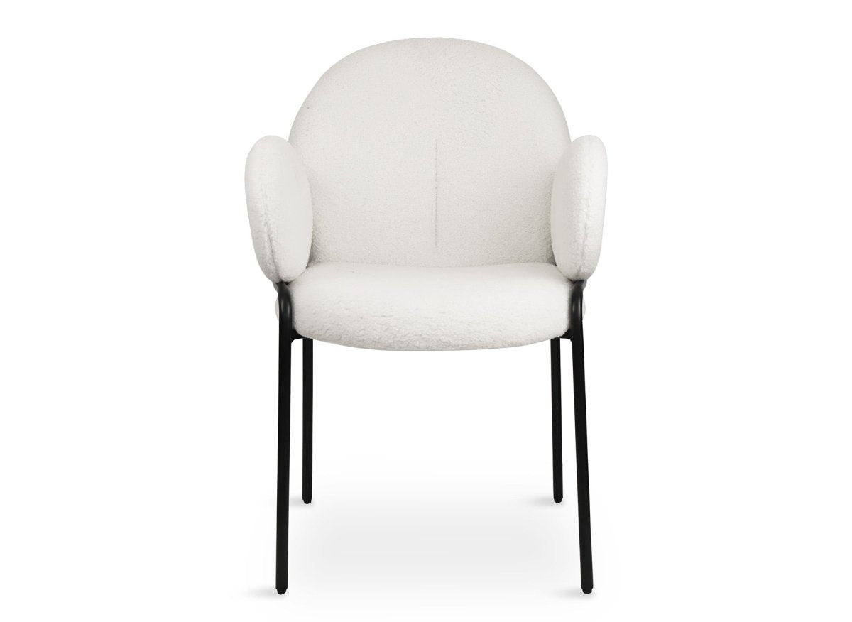 Lot de 2 fauteuils design avec accoudoirs en tissu bouclette blanc BENTA - DécoInParis