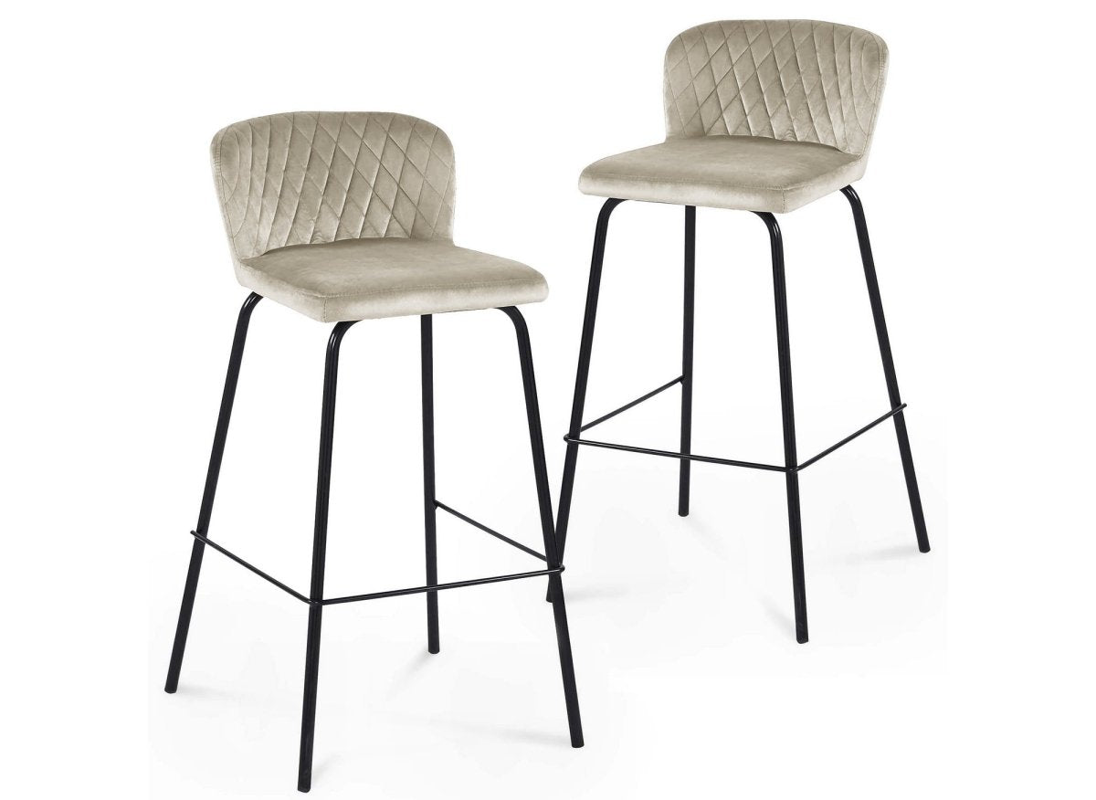 Lot de 2 tabourets de bar design en velours beige BOSCO - DécoInParis