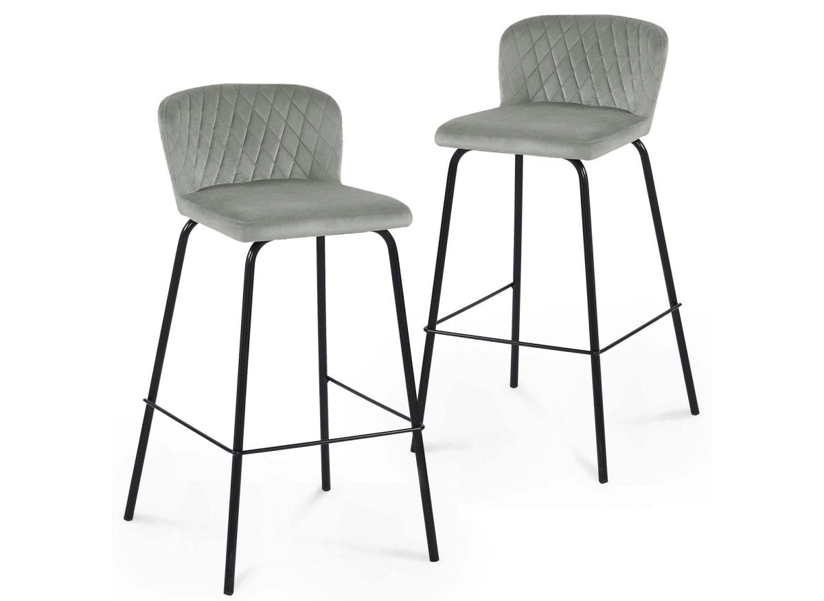 Lot de 2 tabourets de bar design en velours gris BOSCO - DécoInParis