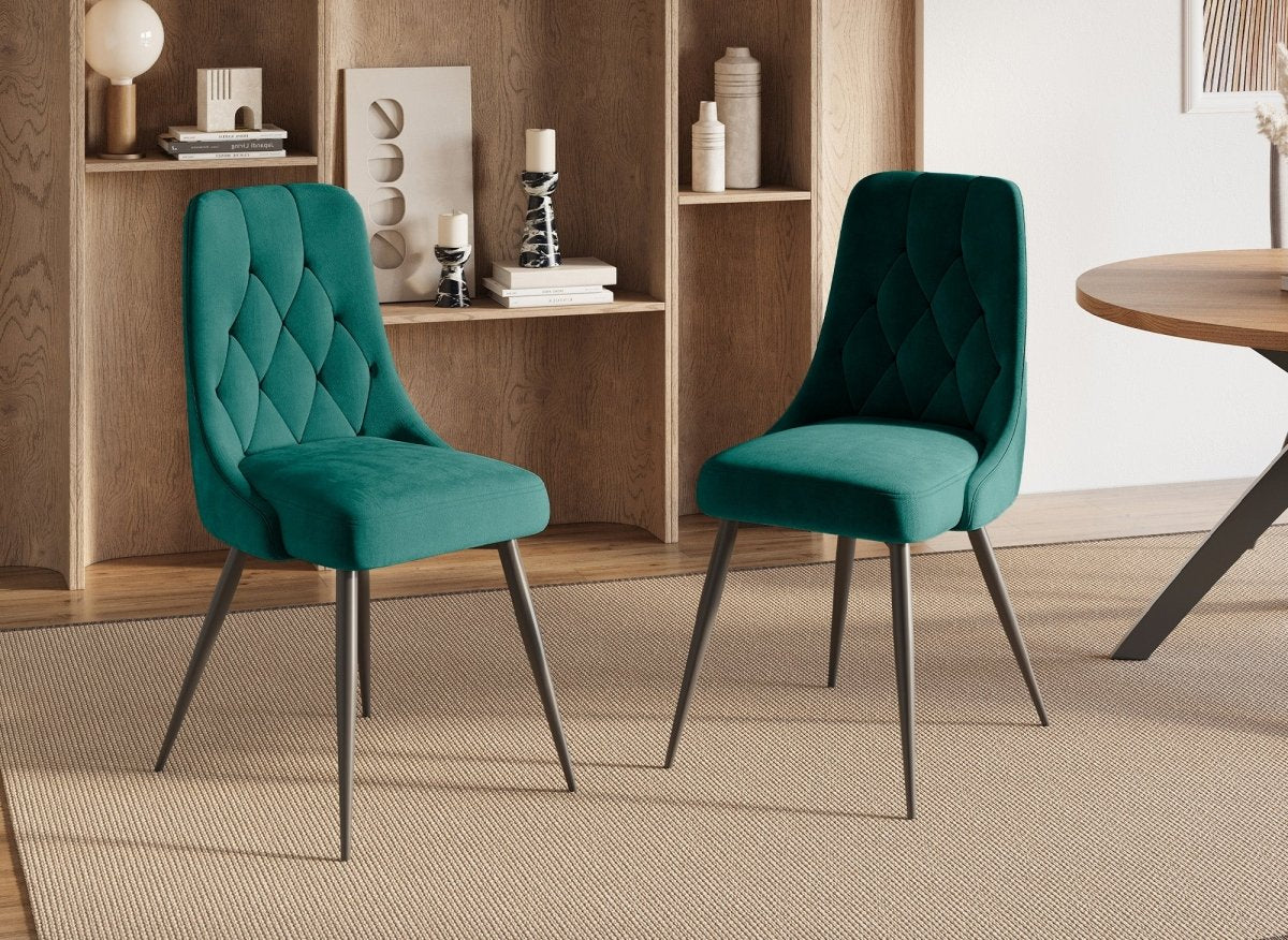 Lot de 4 chaises design en velours vert OLVEA - DécoInParis