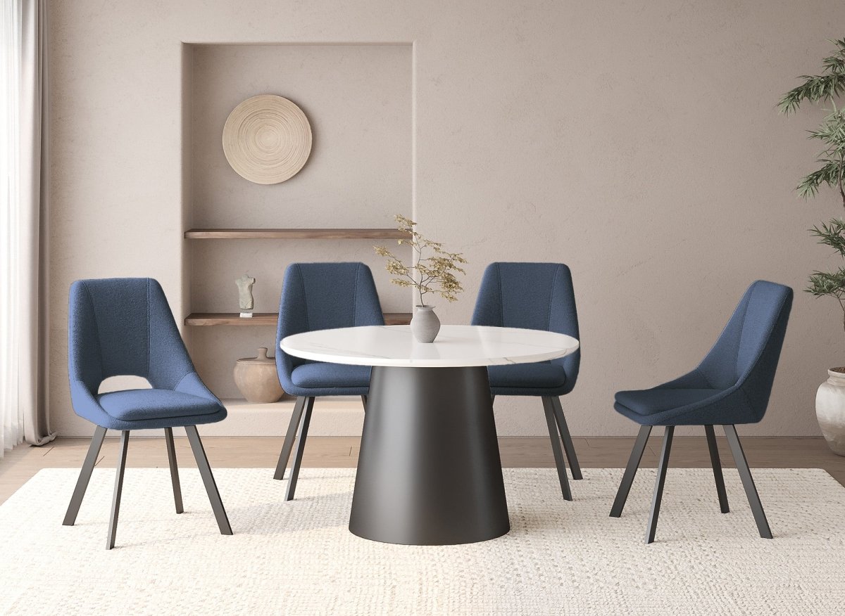 Lot de 4 chaises effet peau de mouton bleu NARCISSE - DécoInParis