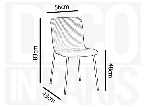 Lot de 4 chaises en velours gros côtelé beige CHERYL - DécoInParis