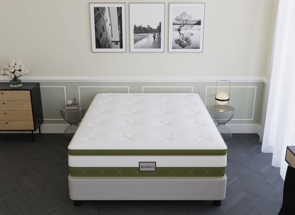 Matelas hybride BAMBOO 180 x 200 cm ressorts ensachés et mémoire de forme épaisseur 30 cm - DécoInParis