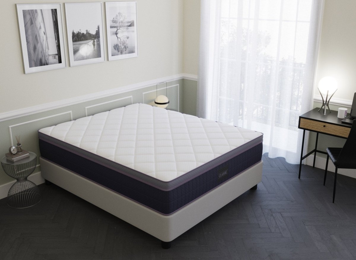 Matelas hybride CLASSIC 140 x 190 cm ressorts ensachés et mémoire de forme épaisseur 31 cm - DécoInParis