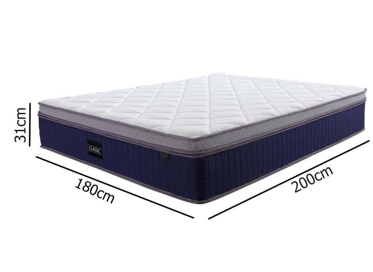 Matelas hybride CLASSIC 180 x 200 cm ressorts ensachés et mémoire de forme épaisseur 31 cm - DécoInParis