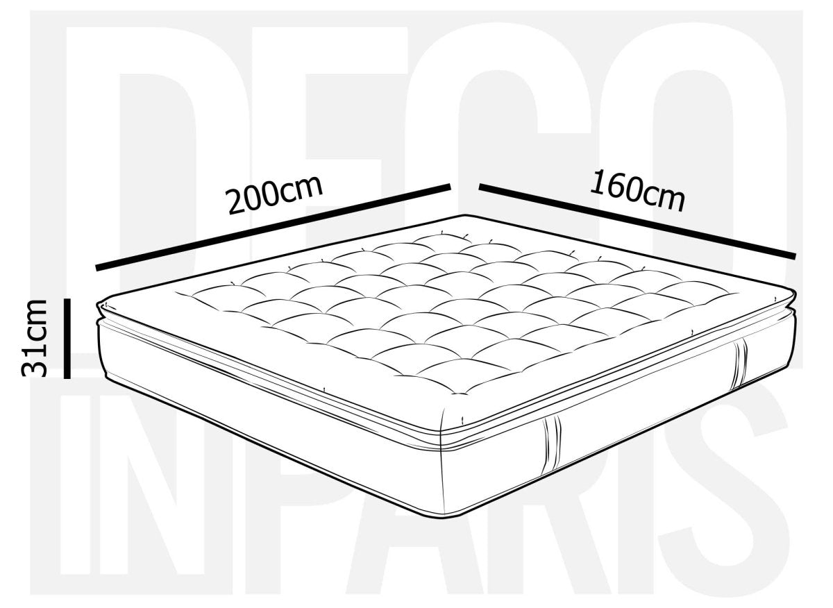 Matelas hybride mousse mémoire en gel et ressorts ensachés 160 x 200 cm épaisseur 31 cm SERENA - DécoInParis