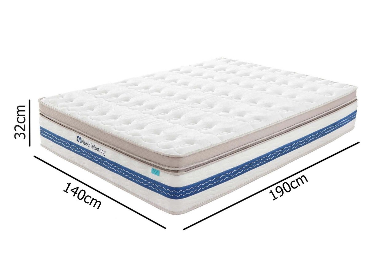 Matelas hybride REFRESH 140 x 190 cm ressorts ensachés et mémoire de forme épaisseur 32 cm - DécoInParis