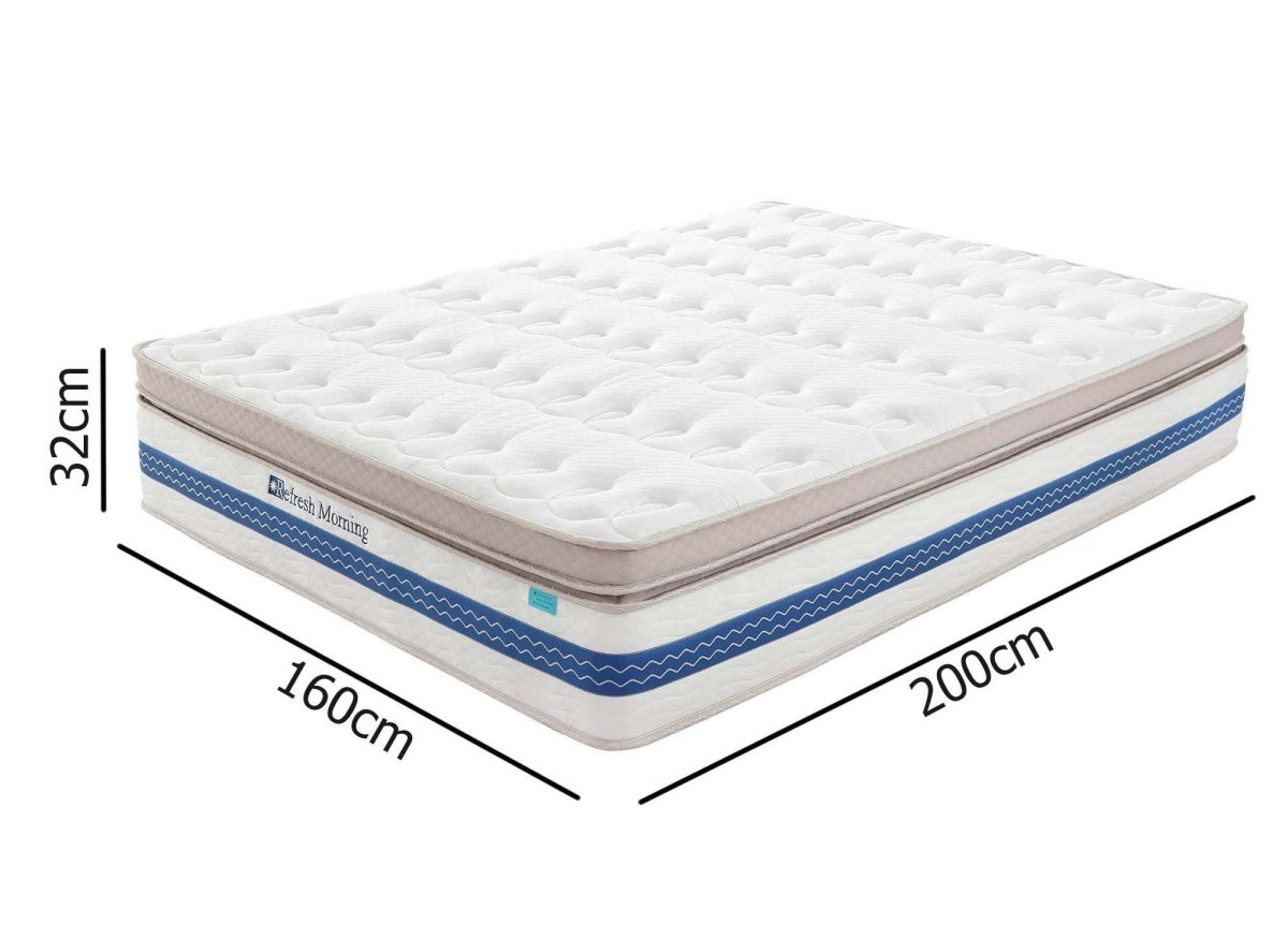 Matelas hybride REFRESH 160 x 200 cm ressorts ensachés et mémoire de forme épaisseur 32 cm - DécoInParis