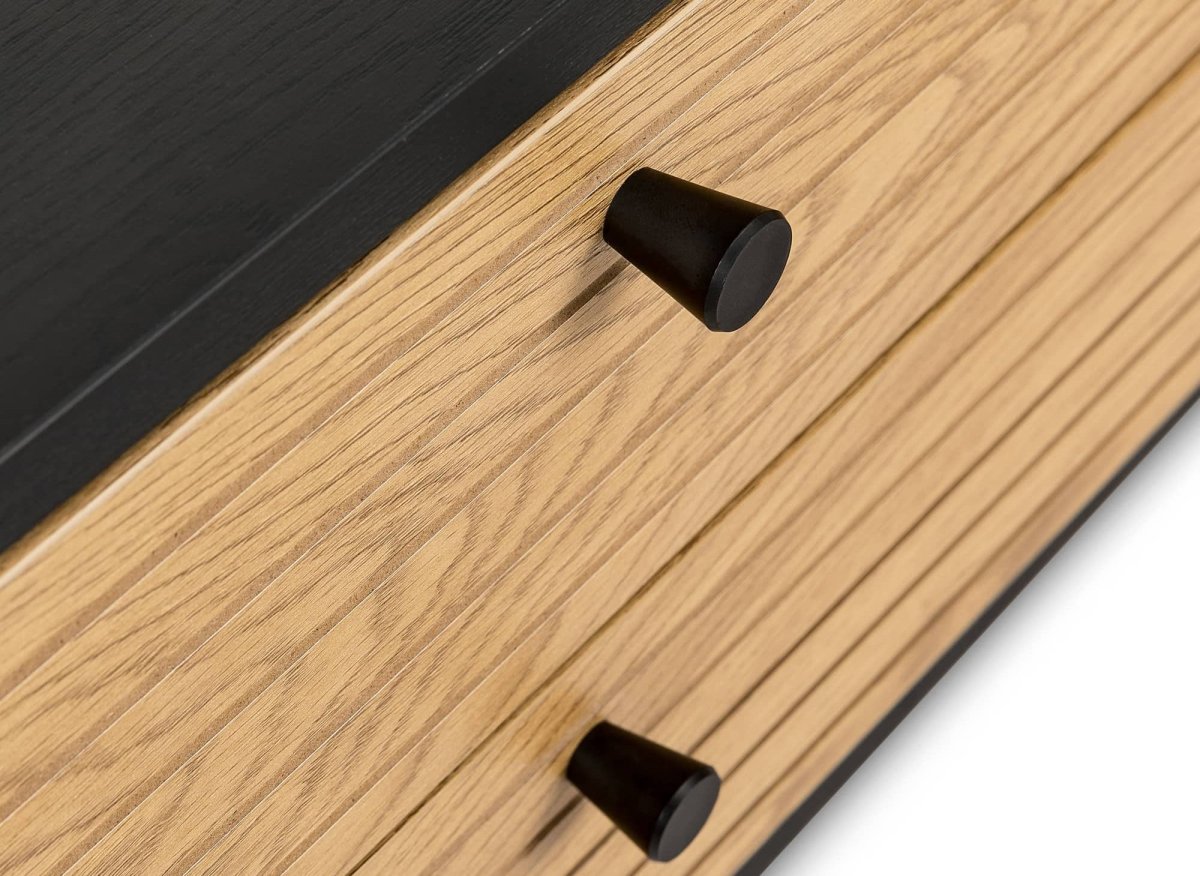 Meuble TV avec 2 tiroirs et 1 porte en bois et métal noir DARYL - DécoInParis