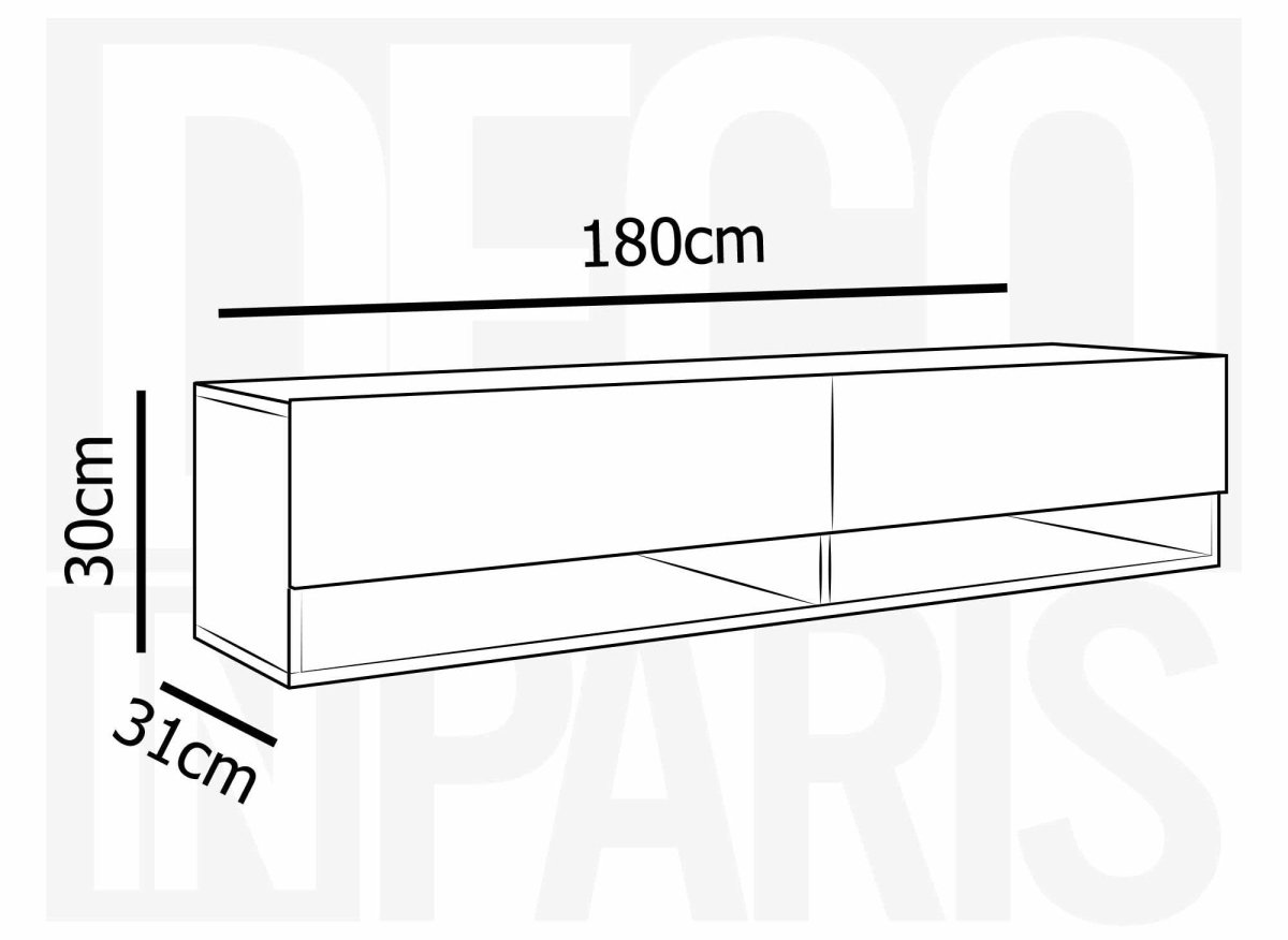 Mobile TV sospeso 2 ante 2 nicchie bianco ROMANE XXL - 180 cm - DécoInParis