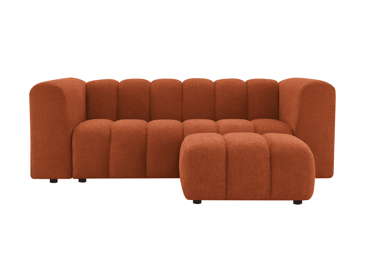 Pouf en tissu bouclette terracotta AELIS - DécoInParis