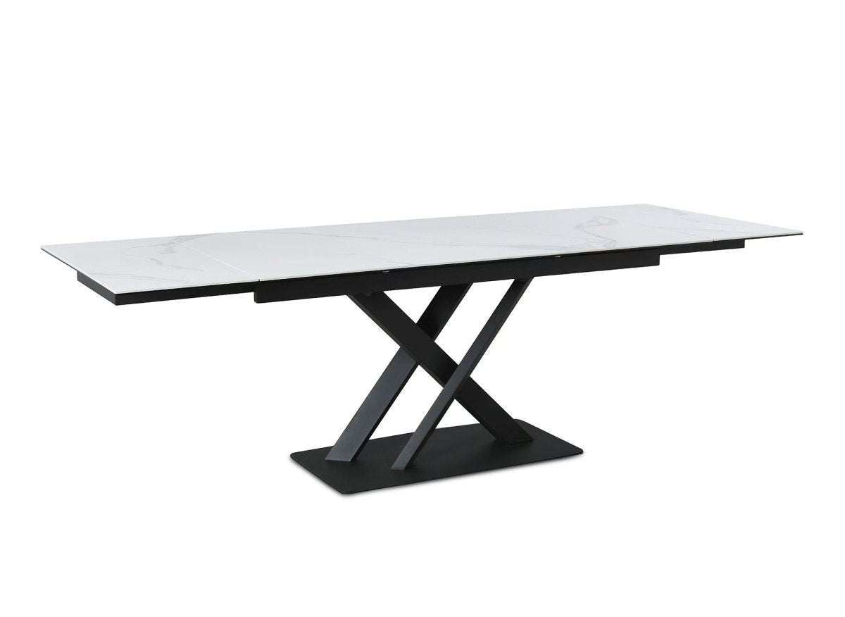 Table à manger extensible en céramique blanche 6 - 10 personnes ELEGANCE - DécoInParis