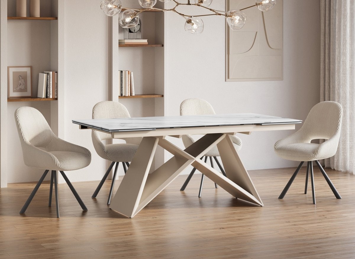 Tavolo da pranzo allungabile piano in ceramica bianca per 10 persone GABRIEL