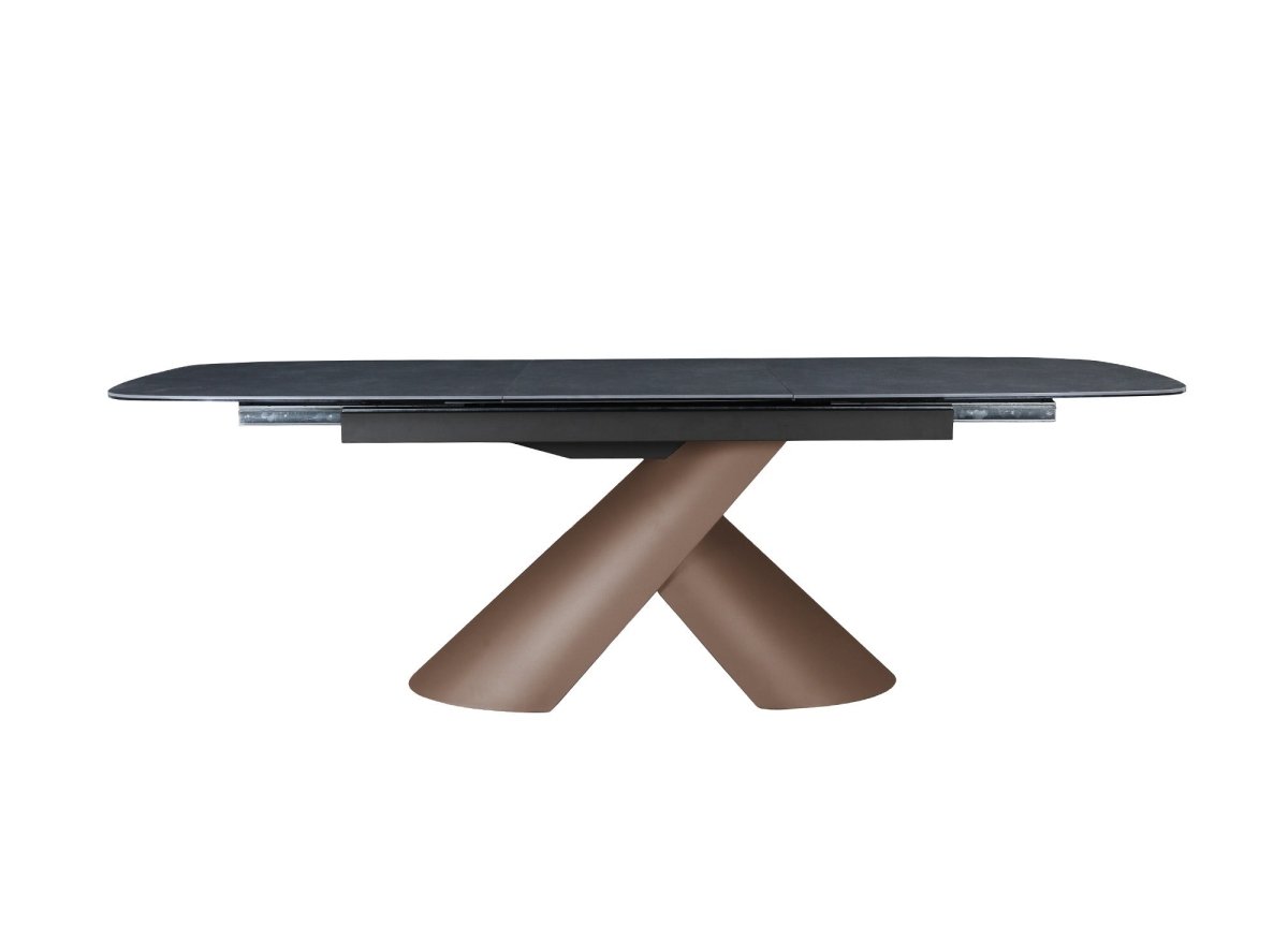 Table à manger extensible pieds métal marron plateau céramique MILANO - DécoInParis