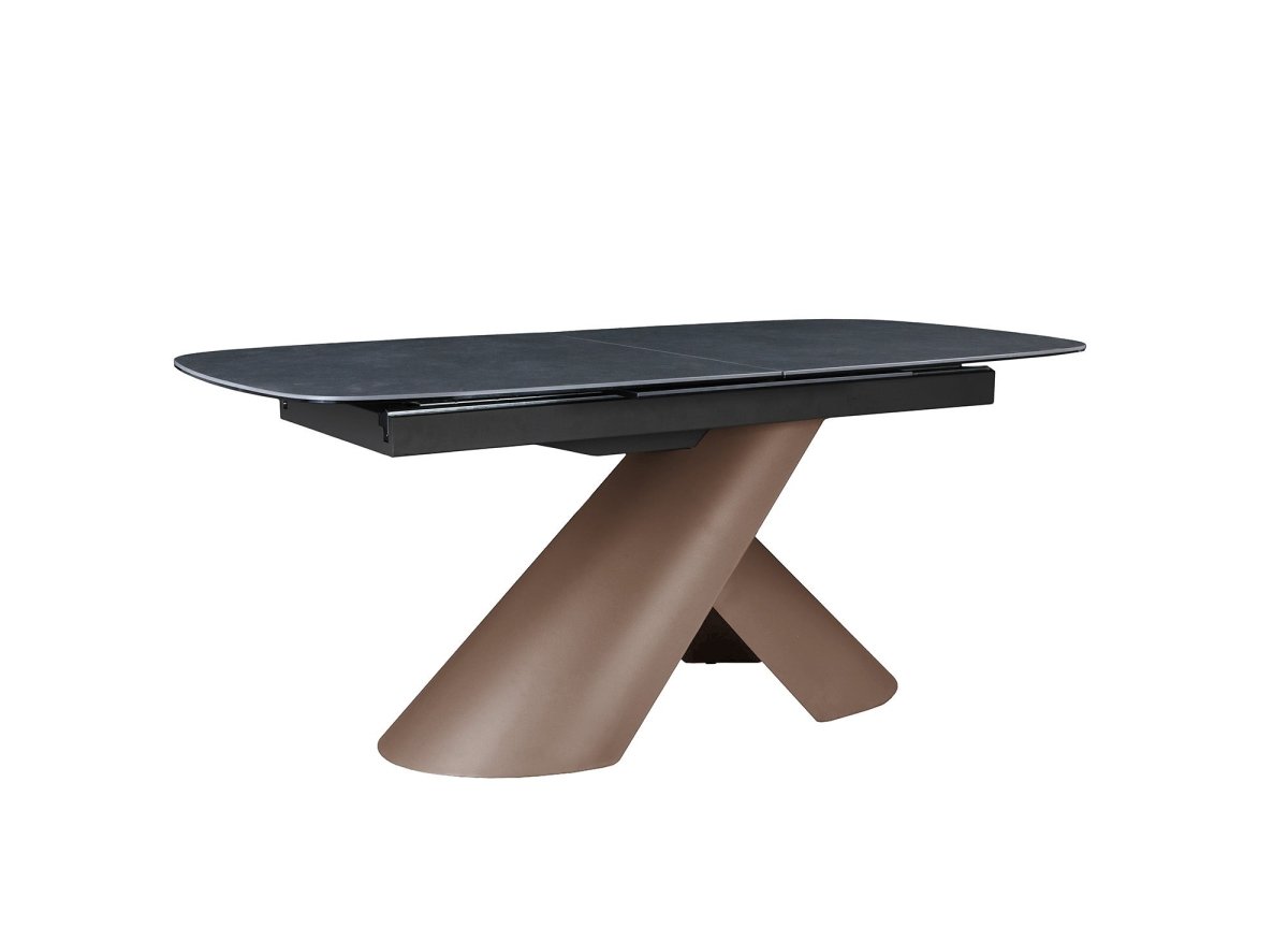 Table à manger extensible pieds métal marron plateau céramique MILANO - DécoInParis