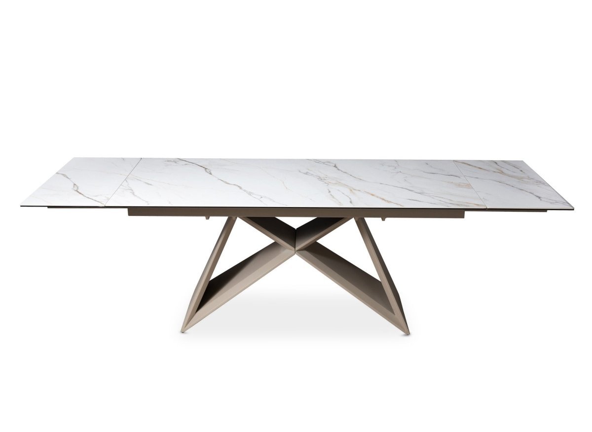 Table à manger extensible plateau céramique blanc 10 personnes GABRIEL - DécoInParis