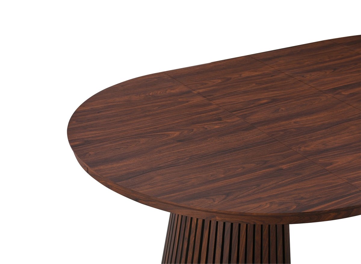 Table à manger ronde extensible en bois foncé 120-200cm HEKA - DécoInParis