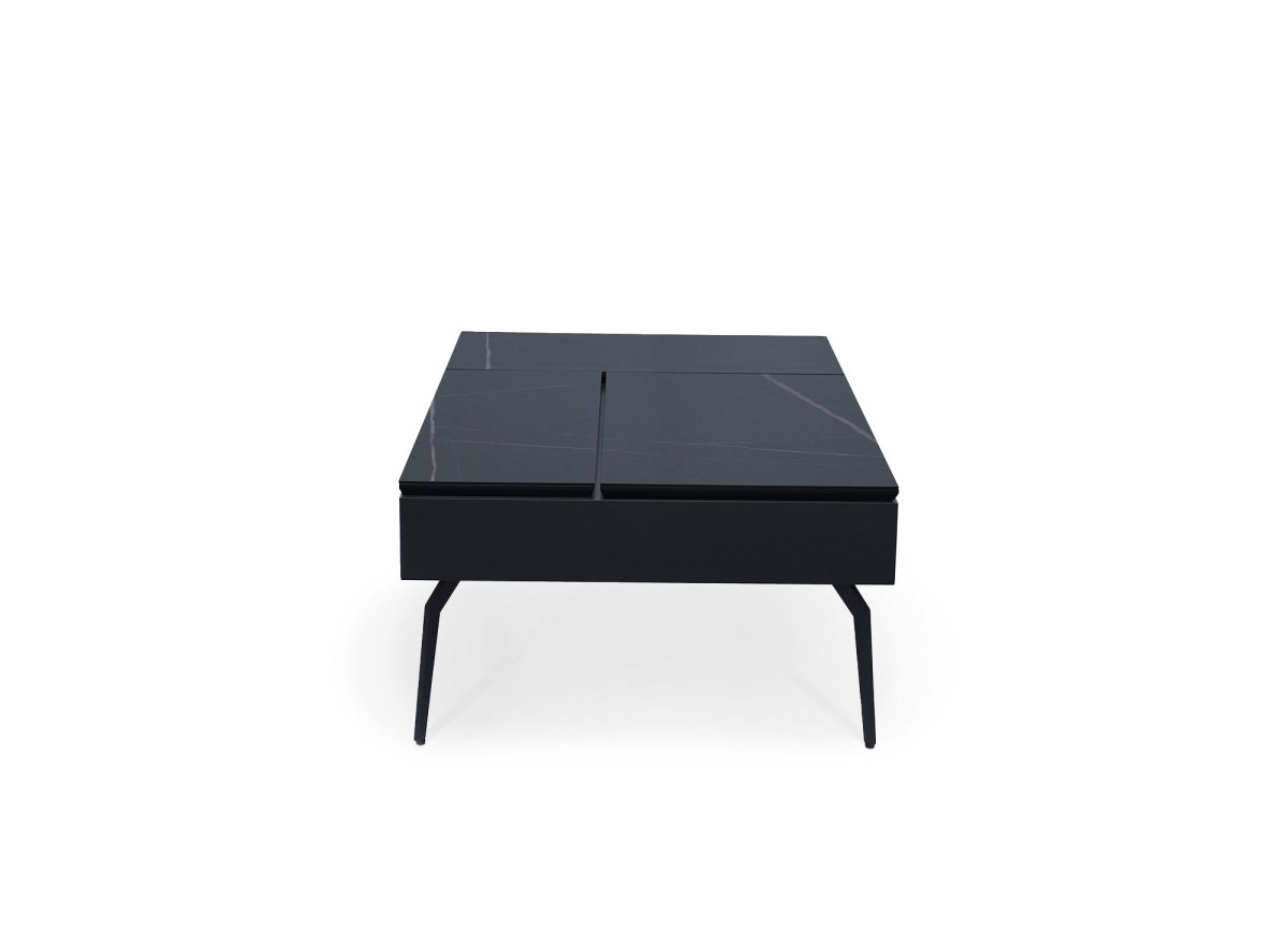 Table basse design avec plateau relevable en céramique noir SILVANA - DécoInParis