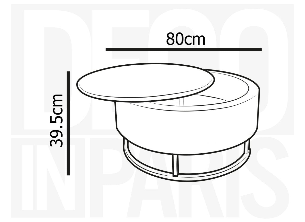 Table basse ronde avec plateau pivotant et rangement en bois et métal blanc BELYA - DécoInParis