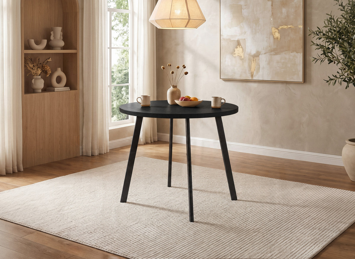 Set tavolo da pranzo in legno nero con 4 sgabelli grigi IRINA