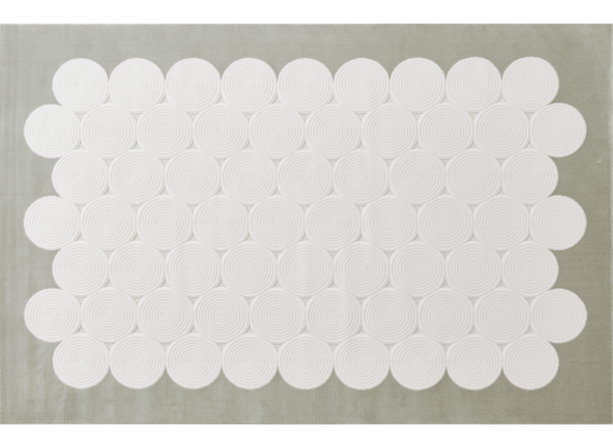 Tapis à motifs rond blanc écru 154 x 230 cm CLARA - DécoInParis