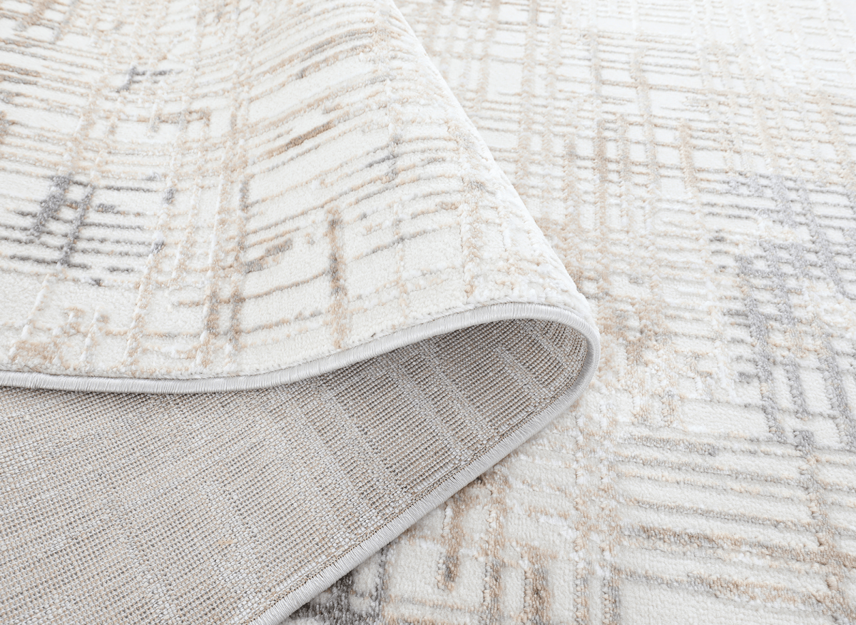 Tapis beige à motifs striés gris 160 x 230 cm PEKIN - DécoInParis