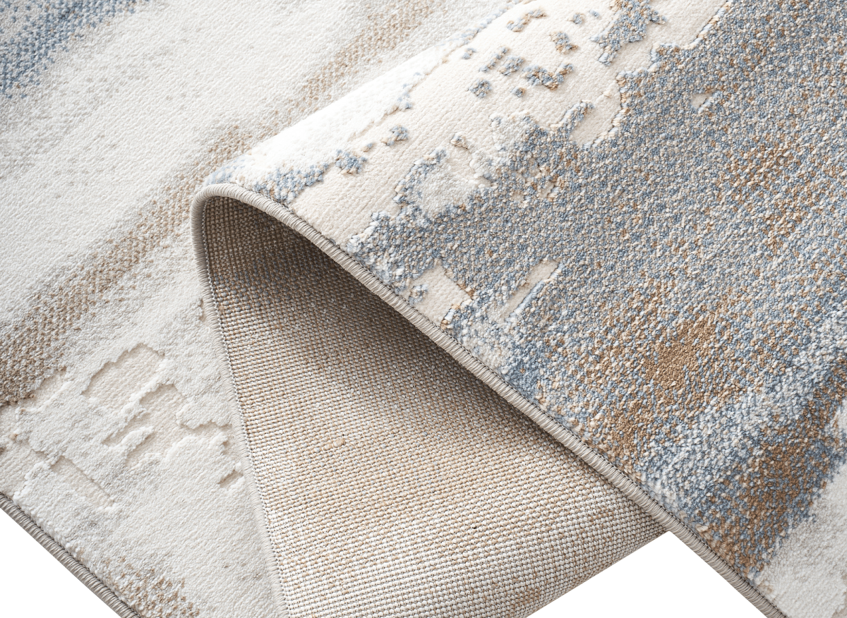 Tapis beige et bleu à motifs graphiques 200 x 290 cm MOSCOU - DécoInParis
