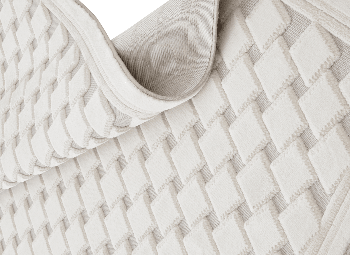 Tapis blanc écru à formes carrées 192 x 290 cm LERIS - DécoInParis