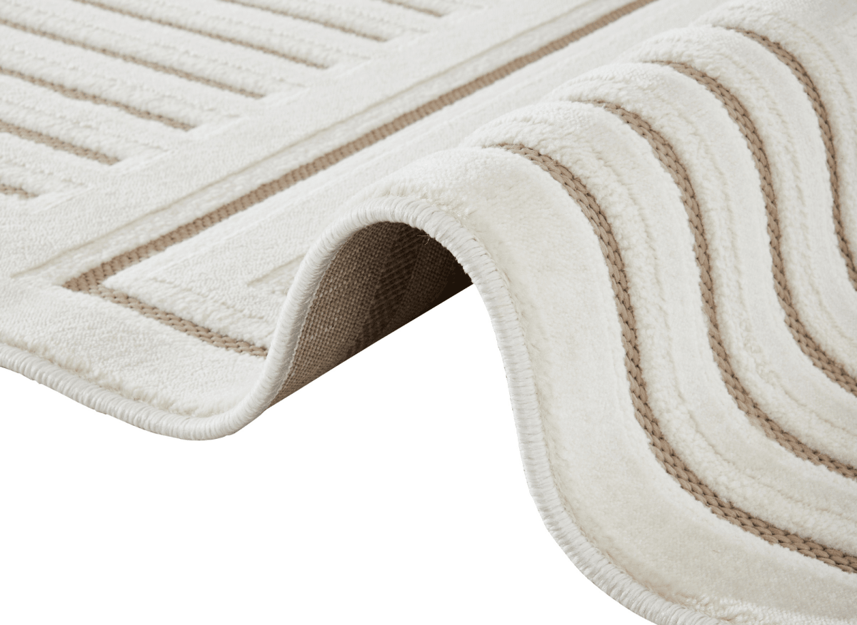 Tapis blanc écru à motifs chevrons 200 x 290 cm AMELIO - DécoInParis