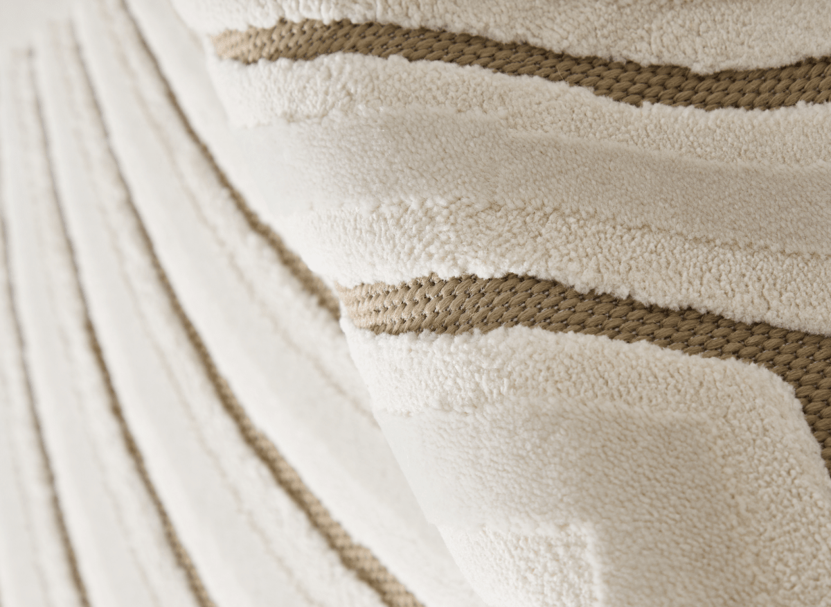 Tapis blanc écru à motifs circulaires beiges 200 x 290 cm ALEO - DécoInParis