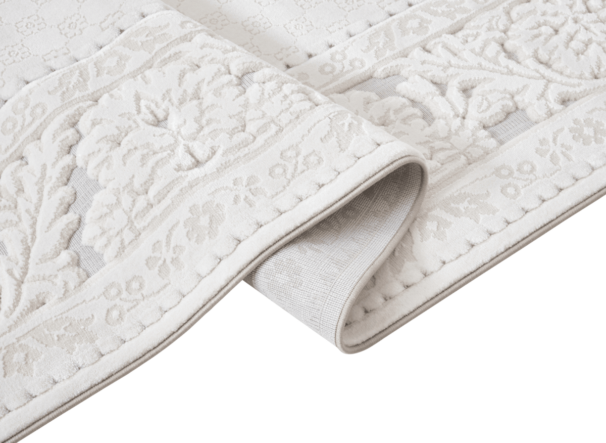 Tapis blanc écru effet moulure parisienne 192 x 290 cm CESAR - DécoInParis