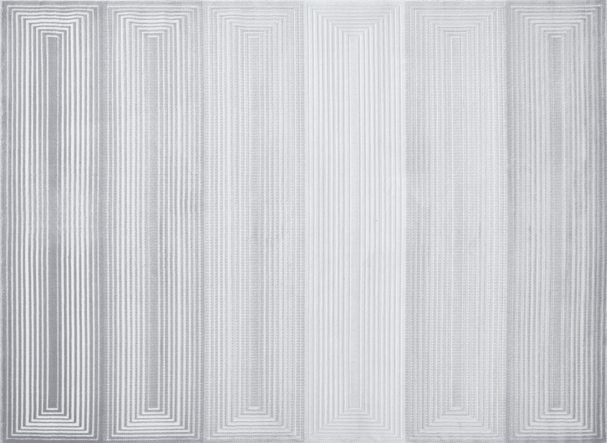 Tapis graphique art déco gris et blanc 160 x 230 cm HALL - DécoInParis