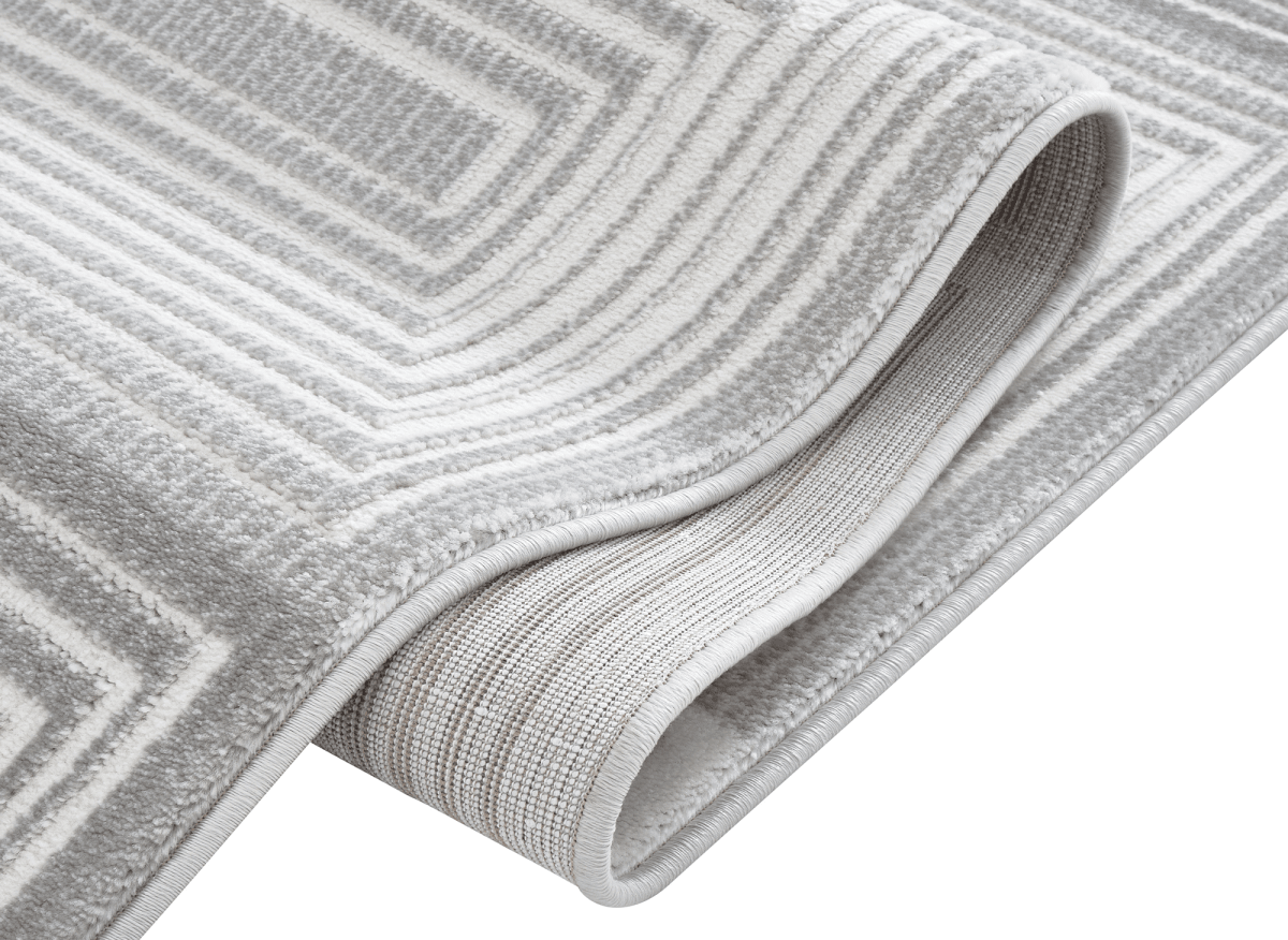 Tapis graphique art déco gris et blanc 160 x 230 cm HALL - DécoInParis