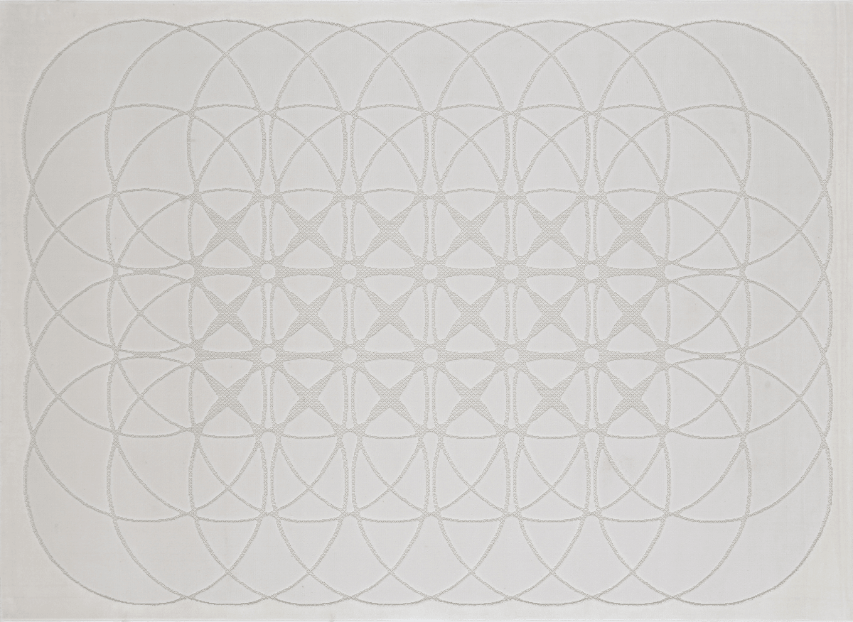 Tapis gris à motifs rosaces 200 x 290 cm SINGAPOUR - DécoInParis