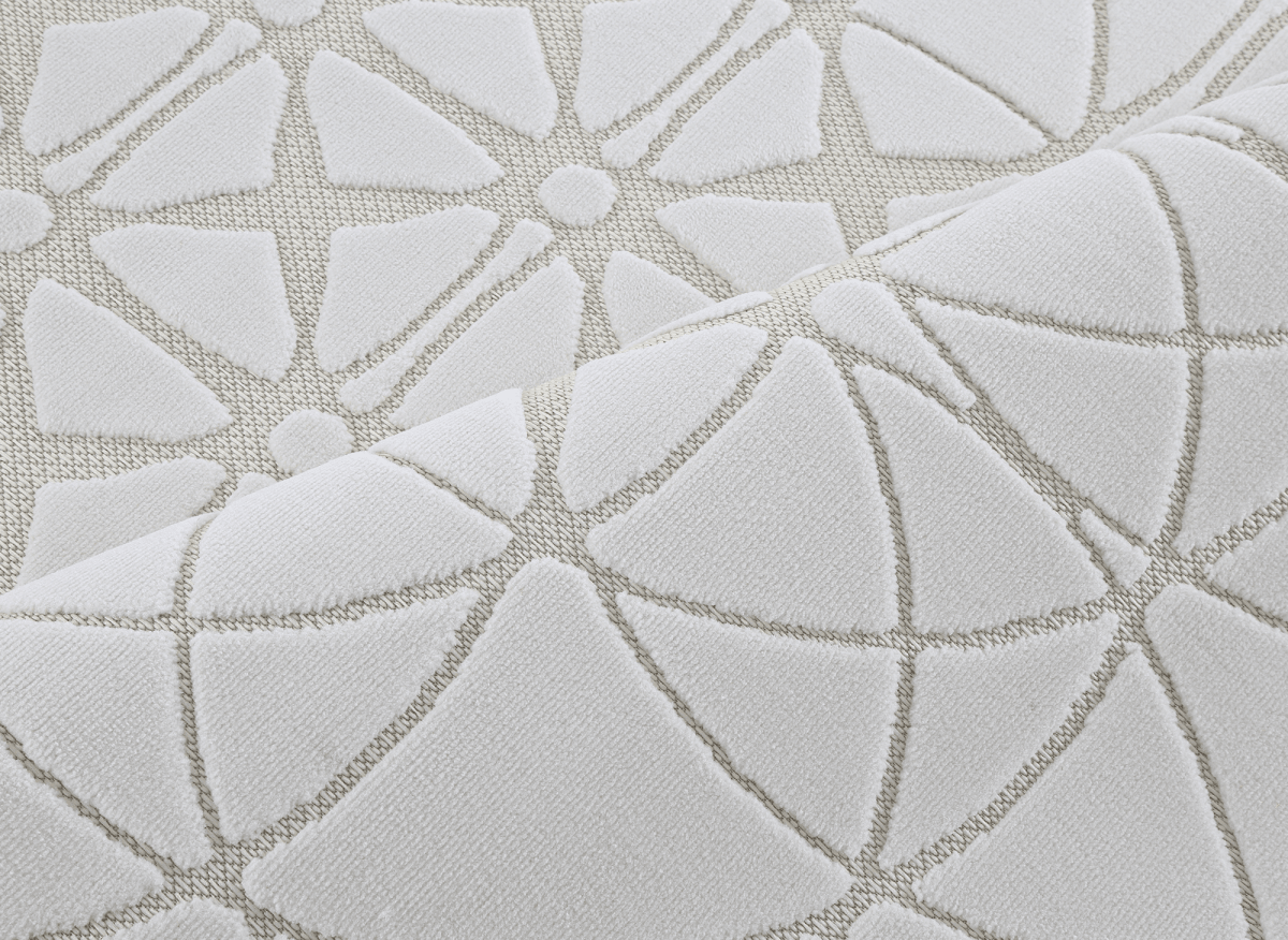 Tapis gris à motifs rosaces 200 x 290 cm SINGAPOUR - DécoInParis