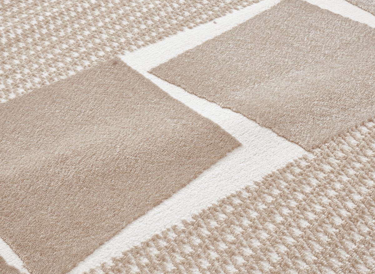 Tapis minimaliste beige et blanc 160 x 230 cm RIBBON - DécoInParis