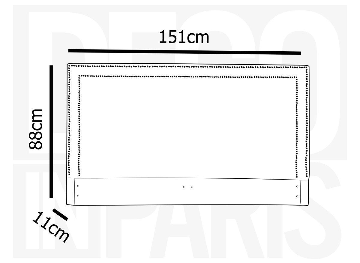 Tête de lit cloutée en tissu lin beige 140 cm LYVE - DécoInParis