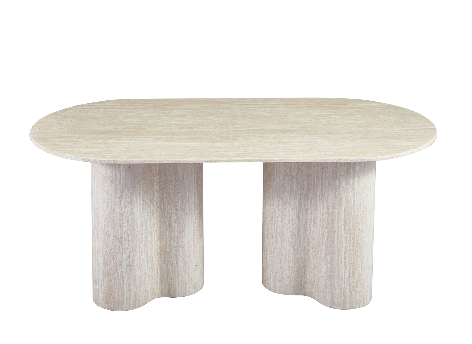 Tavolo da pranzo in marmo composito beige gambe forma organica 6 persone VANINA