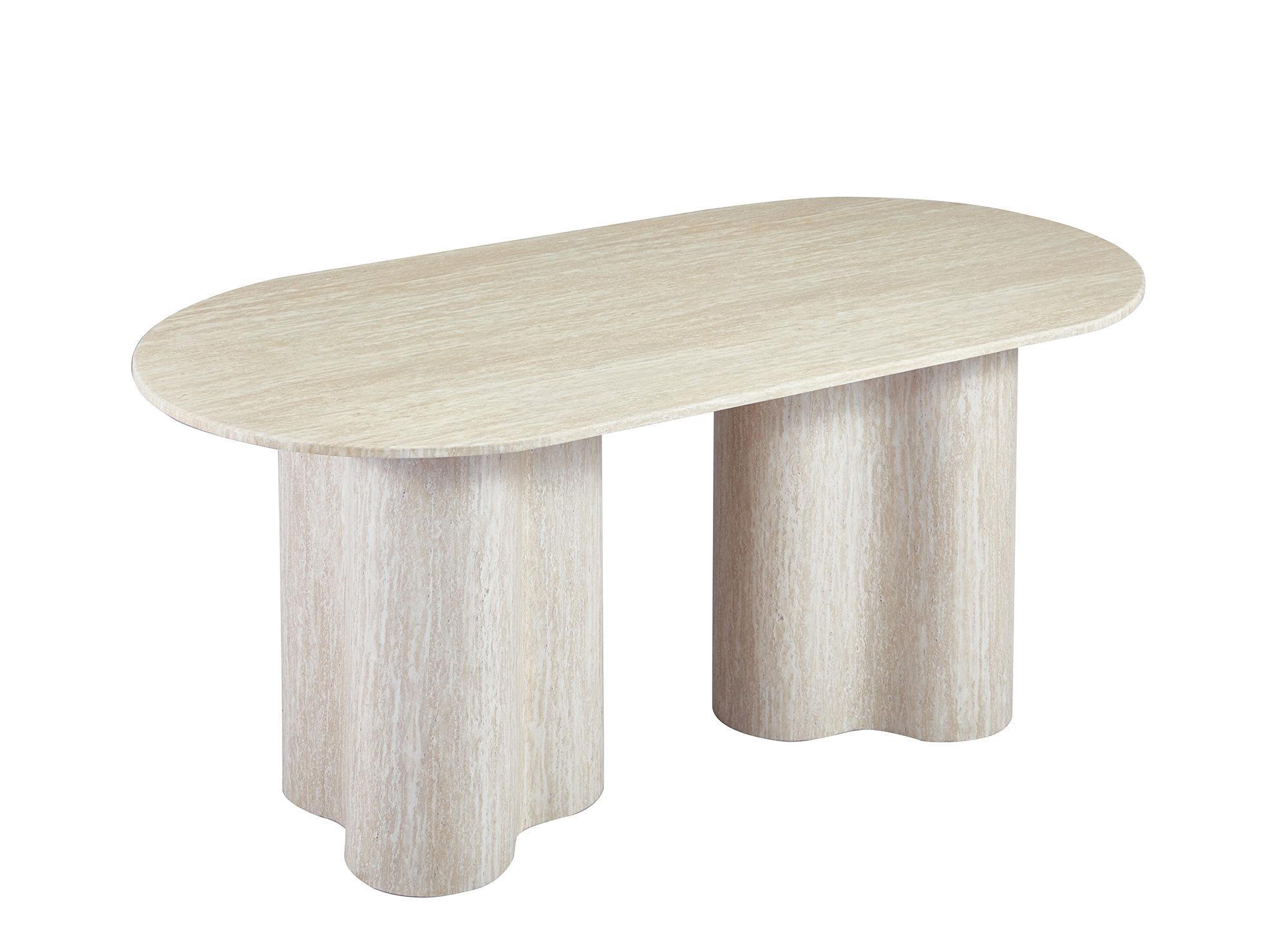 Tavolo da pranzo in marmo composito beige gambe forma organica 6 persone VANINA