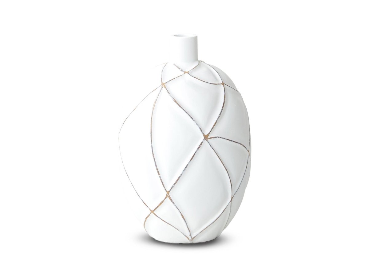 Vase boule en polyrésine blanc H31 cm LUNA - DécoInParis
