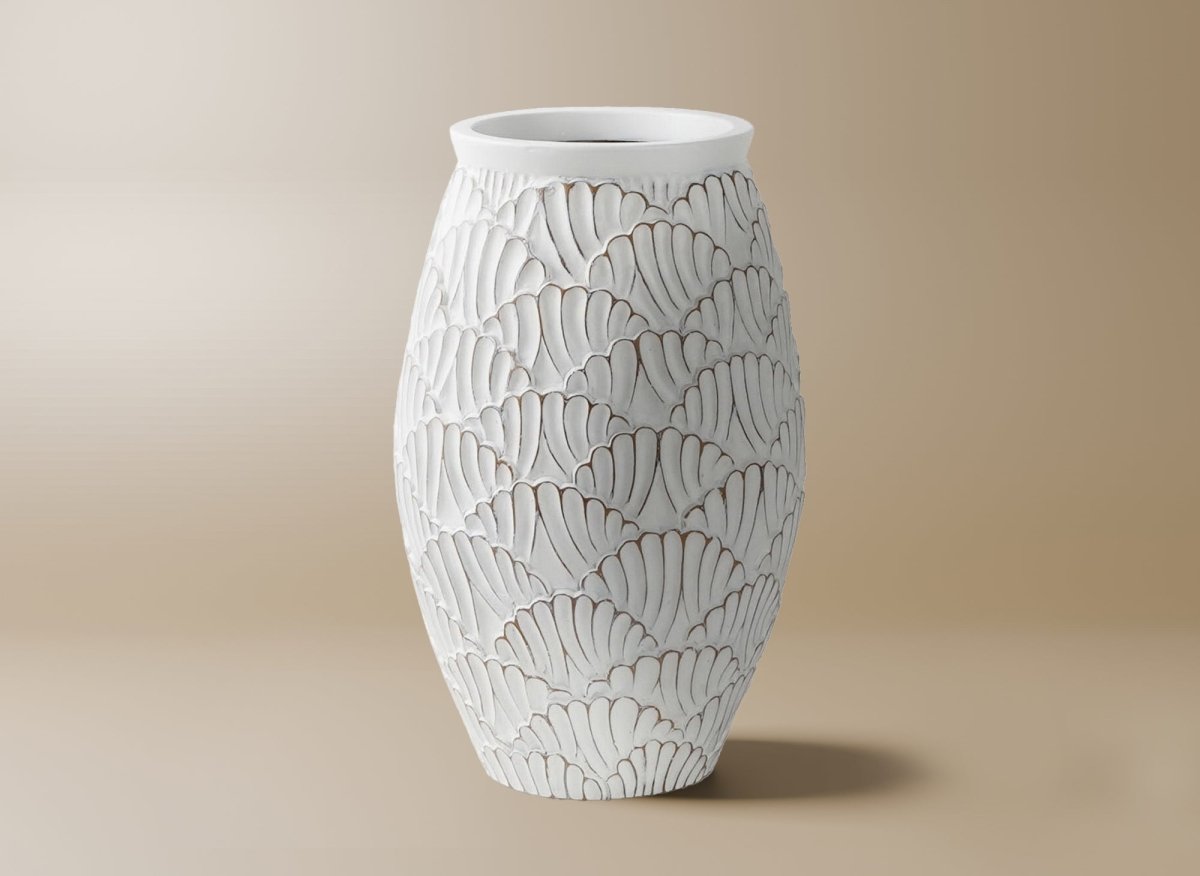 Vase en résine blanche H43 cm CEDRE - DécoInParis